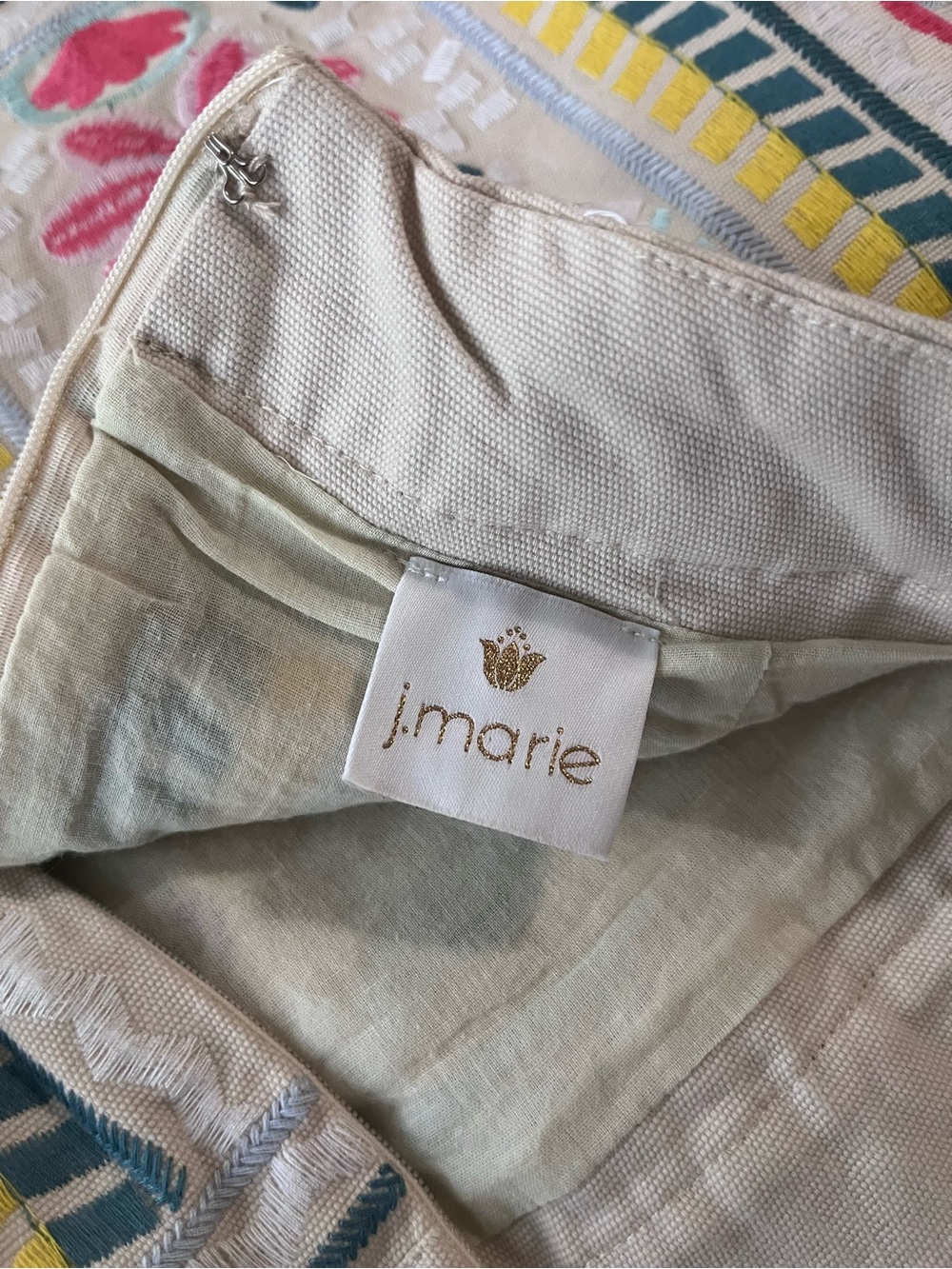 Embroidered White Mini Skirt with Multicolor Floral Design - Picture 6 of 11